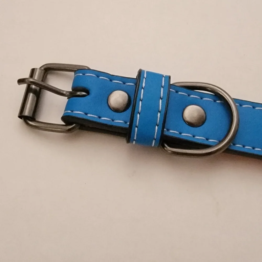Studded Dog collar Blue Studded faux leather